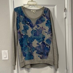 Aeropostale Gray Sweater with Blue Floral Design